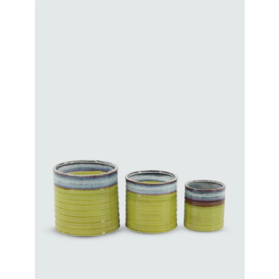 Graydon Living Cylindrical Ceramic Planters, Set Of 3 Plants & Planters